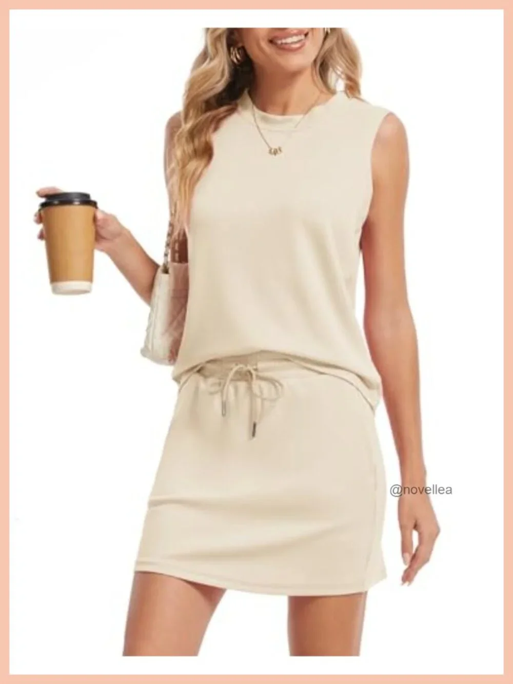 2 Piece Skort Set for Women Sleeveless Tennis Outfit Summer Matching Sets S-2XL